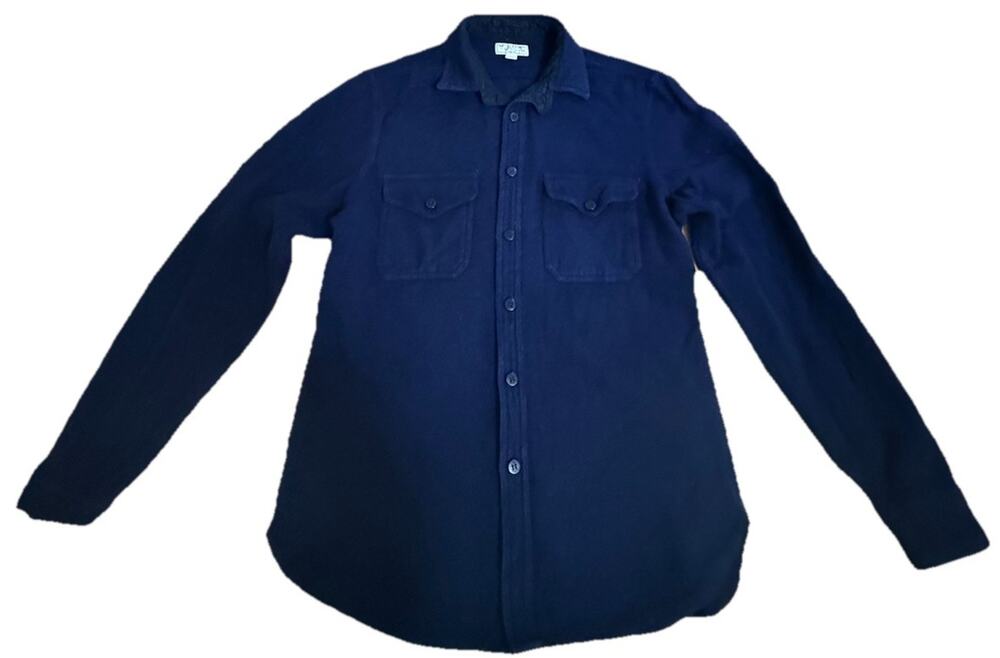 WALLACE & BARNES Men’s Navy Blue Wool Blend Work Shirt Shacket Size Medium